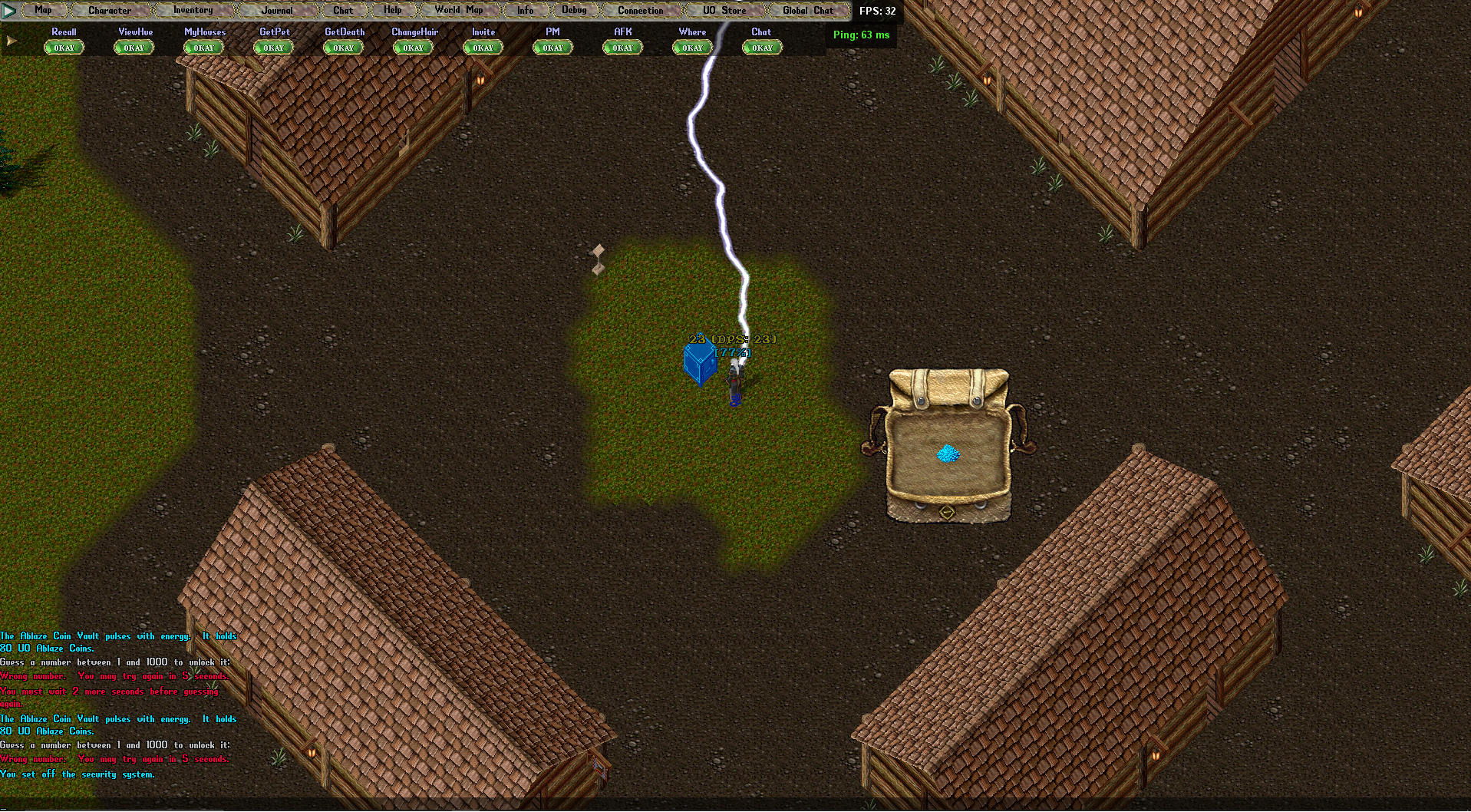 Ablaze coins from 1-1000 bank vault (270k - 3.5M reward every 3 hours). Felucca facet / bank hotspots only.